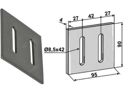 Industriehof® Abstreifer 90 x 95 x 4 mm, Bohrung 42 x 8,5 mm für Maschio Packerwalzen, 51-M202