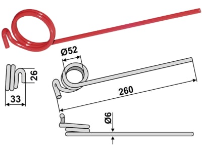 Industriehof® Striegelzinken 260 x 6 mm für Fiona Saatstriegel D36, 56, 70, 78, SD 36, 56, 70, 73, 77, 10.ST-FI