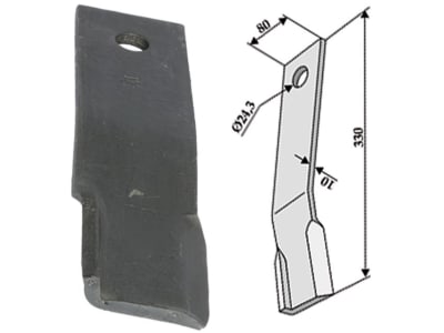 Industriehof® Schlegelmesser rechts 330 x 80 x 10 mm, Bohrung 24,3 mm, für Rübenroder Humus "HKP 1600", 63-IND-91-R