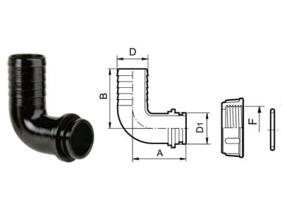 Agrotop Schlauchanschluss gebogen, für Überwurfmutter / O-Ring 90 ° Agrotop Schlauchanschluss gebogen, für Überwurfmutter / O-Ring 90 °