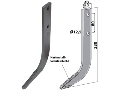 Industriehof® Fräshaken 330 x 40 x 10 mm mit Hartmetall-Schutzschicht für Struik Reihenfräse, RUS-03