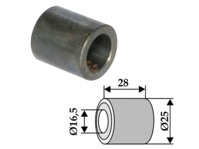 Industriehof® Buchse 28 x 4,25 mm, Ø innen 16,5 mm, Ø außen 25 mm, für Claas, Ferri, Kuhn, Nobili, Vogel & Noot, 63-FEI-63