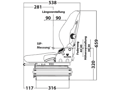 Grammer Traktorsitz "Compacto® Basic M", mechanisch gefedert, High-Performance-Stoff, anthrazit/grün/silber Grammer Traktorsitz "Compacto® Basic M", mechanisch gefedert, High-Performance-Stoff, anthrazit/grün/silber