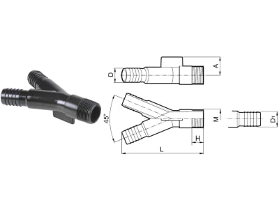 Agrotop Y-Anschluss 45 ° D1 = 25 mm, 10727