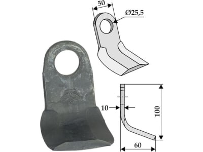 Industriehof® Y-Messer 100 x 50 x 10 mm, Bohrung 25,5 mm, für Howard, Seppi, 63-HOW-48 Industriehof® Y-Messer 100 x 50 x 10 mm, Bohrung 25,5 mm, für Howard, Seppi, 63-HOW-48