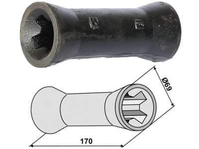 Industriehof® Zwischenstück, Länge 170 mm, Ø außen 69 mm, für universal 26 x 26 Vierkantwellen, 31-0077 Industriehof® Zwischenstück, Länge 170 mm, Ø außen 69 mm, für universal 26 x 26 Vierkantwellen, 31-0077