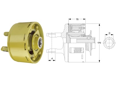 Walterscheid Reib-Freilaufkupplung "FK96L", W 2300, 1 3/8" 6, d 27 mm, Auslösekraft 900 Nm, Verschluss Ziehverschluss ZV, 1101711
