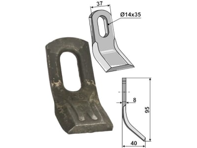 Industriehof® Y-Messer 95 x 37 x 8 mm, Bohrung 35 x 14 mm, für Mulag, Rousseau, S.M.A., 63-ROU-51 Industriehof® Y-Messer 95 x 37 x 8 mm, Bohrung 35 x 14 mm, für Mulag, Rousseau, S.M.A., 63-ROU-51