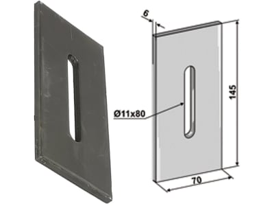 Industriehof® Abstreifer 145 x 70 x 6 mm, Bohrung 80 x 11 mm für Niemeyer Packerwalzen, 51-N101