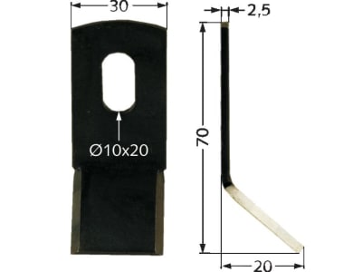 Industriehof® Y-Messer 70 x 30 x 2,5 mm, Bohrung 20 x 10 mm, für Cosma, Ferri, Howard, Orsi, 63-AGR-52