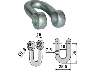 Industriehof® Schäkel gerade, Bohrung 8,3 mm, für Agria, Gutbrod, Lipco, 63-AGR-71 Industriehof® Schäkel gerade, Bohrung 8,3 mm, für Agria, Gutbrod, Lipco, 63-AGR-71