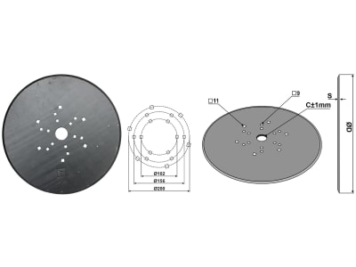 Industriehof® Hopfenscheibe gerade, 450 x 4 mm, LK 102 mm; 156 mm; 200 mm, ZB 78 mm, , für Union, 31-168FO-R580