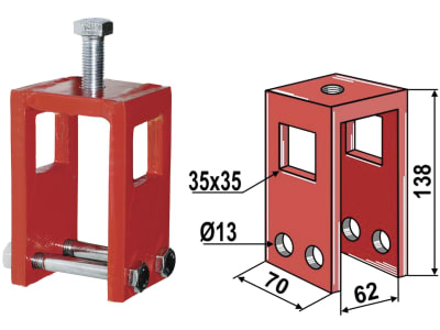 Industriehof® Zinkenhalter 138 x 70 x 62 mm für Spurlockererzinken 32 x 10/32 x 12 mm, Rahmen 60 x 60 mm, universal, 10.6061