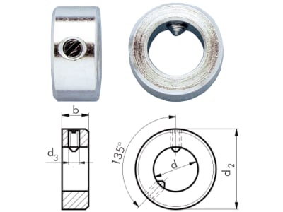 Stellring DIN 705, d1 20 mm, d2 32 mm, Stahl, verzinkt; blau passiviert (A2K), 0425820