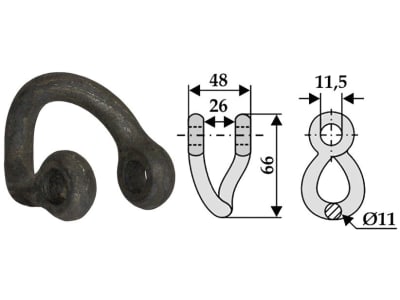 Industriehof® Schäkel gedreht, Bohrung 11,5 mm, für Ferri, Noremat, Schmidt, S.M.A., 63-ROU-71 Industriehof® Schäkel gedreht, Bohrung 11,5 mm, für Ferri, Noremat, Schmidt, S.M.A., 63-ROU-71