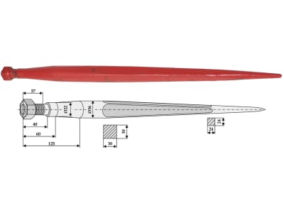 Industriehof® Frontladerzinken 605 mm, M 22 x 1,5, spitz, gerade, für universal, 18605