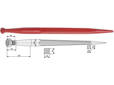 Industriehof® Frontladerzinken 600 mm, M 22 x 1,5, spitz, gerade, für Schäffer, Weidemann, 18609