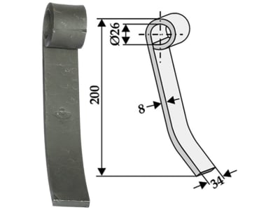 Industriehof® Mittelschlegel 200 x 34 x 8 mm, Bohrung 26 mm für Kuhn, Kverneland (Maletti), Nobili, 63-NOB-18