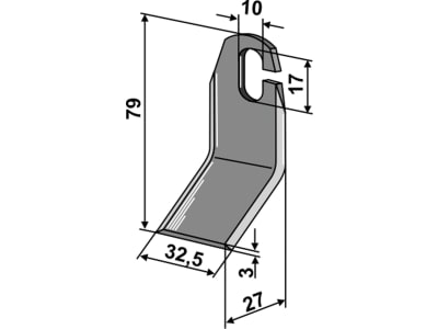 Industriehof® Mähmesser 79 x 32,5 x 3 mm, Bohrung 17 x 10 mm, Tiefe 27 mm für Amazone Anbaumäher Grasshopper GH 02, GHL 02, GHLT 02, 63-AMA-59 Industriehof® Mähmesser 79 x 32,5 x 3 mm, Bohrung 17 x 10 mm, Tiefe 27 mm für Amazone Anbaumäher Grasshopper GH 02, GHL 02, GHLT 02, 63-AMA-59