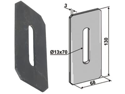 Industriehof® Abstreifer 130 x 68 x 3 mm, Bohrung 70 x 13 mm für Feraboli Packerwalzen, 51-F101