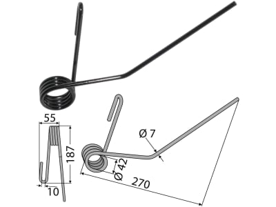 Striegelzinken 270 x 7 mm Front für Sämaschine Pöttinger Aerosem, Vitasam; Rabe Ceria, Multidrill, Turbodrill Striegelzinken 270 x 7 mm Front für Sämaschine Pöttinger Aerosem, Vitasam; Rabe Ceria, Multidrill, Turbodrill