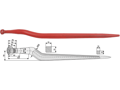 Industriehof® Frontladerzinken 830 mm, M 24 x 1,5, spitz, gekröpft, für Zenz-Chief, 18846 Industriehof® Frontladerzinken 830 mm, M 24 x 1,5, spitz, gekröpft, für Zenz-Chief, 18846