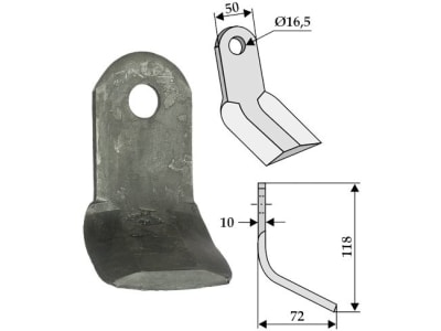 Industriehof® Y-Messer 118 x 50 x 10 mm, Bohrung 16,5 mm, für Hermes, 63-HER-02 Industriehof® Y-Messer 118 x 50 x 10 mm, Bohrung 16,5 mm, für Hermes, 63-HER-02