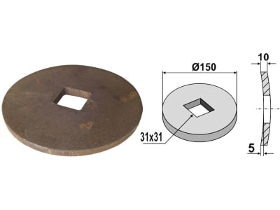 Industriehof® Ausgleichsscheibe gewölbt, für Vierkantwelle 28 x 28/30 x 30 mm, 31-0008 Industriehof® Ausgleichsscheibe gewölbt, für Vierkantwelle 28 x 28/30 x 30 mm, 31-0008
