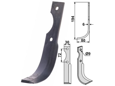 Industriehof® Fräsmesser links/rechts 194 x 30 x 6 mm, Bohrung 9 mm für Casorzo