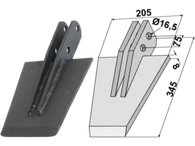 Industriehof® Spaten 345 x 205 x 8 mm, Abstand Bohrungen 75 mm, Bohrung 16,5 mm, für Celli: NZ, 631-VAN-04 Industriehof® Spaten 345 x 205 x 8 mm, Abstand Bohrungen 75 mm, Bohrung 16,5 mm, für Celli: NZ, 631-VAN-04