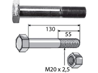 Industriehof® Sechskantschraube M 20 x 2,5 x 130 - 10.9 mit Sicherungsmutter für Sauerburger, 63-20130 Industriehof® Sechskantschraube M 20 x 2,5 x 130 - 10.9 mit Sicherungsmutter für Sauerburger, 63-20130