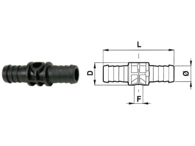 Agrotop Schlauchnippel 3/4", Ø 25 mm, Länge 82 mm, beidseitig, 12793