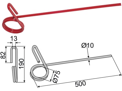 Industriehof® Striegelzinken 500 x 10 mm für Marsk-Stig Saatstriegel, 10.ST-MS-3