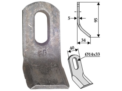 Industriehof® Y-Messer 95 x 40 x 5 mm, Bohrung 33 x 14 mm, für Mulcher universal, Fischer, 63-UNI-01 Industriehof® Y-Messer 95 x 40 x 5 mm, Bohrung 33 x 14 mm, für Mulcher universal, Fischer, 63-UNI-01