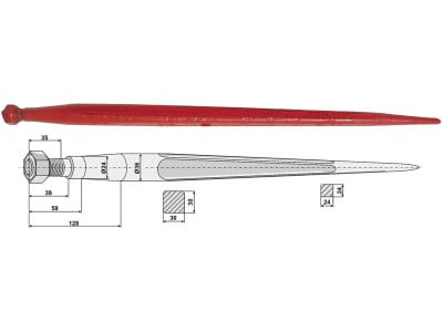 Industriehof® Frontladerzinken 680 mm, M 22 x 1,5, spitz, gerade, für universal, 18684