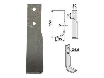 Industriehof® Fräsmesser links 150 x 30 x 5 mm, Bohrung 6,5 mm für Holder, HOL-05L