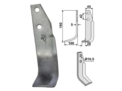 Industriehof® Fräsmesser links 190 x 45 x 5 mm, Bohrung 10,5 mm für Goldoni, GOL-34L