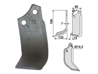 Industriehof® Fräsmesser rechts 196 x 80 x 7 mm, Bohrung 14,5 mm für Maschio, MAS-37R