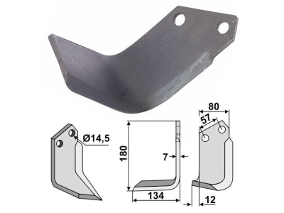 Industriehof® Fräsmesser rechts 180 x 80 x 7 mm, Bohrung 14,5 mm für Celli, CEL-08R