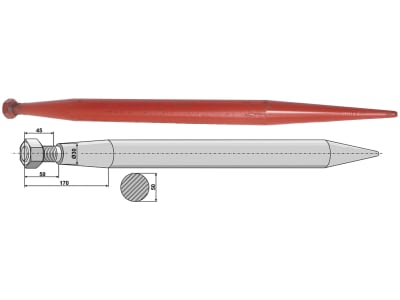 Industriehof® Frontladerzinken 1.100 mm, M 28 x 1,5, spitz, gerade, für Manitou, Redrock, 181122