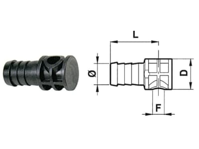 Agrotop Schlauchnippel 1", Ø 19 mm, Länge 41 mm, einseitig, 12786