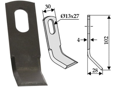 Industriehof® Y-Messer 102 x 30 x 4 mm, Bohrung 27 x 13 mm, für Mulcher Peruzzo, 63-ISE-98 Industriehof® Y-Messer 102 x 30 x 4 mm, Bohrung 27 x 13 mm, für Mulcher Peruzzo, 63-ISE-98