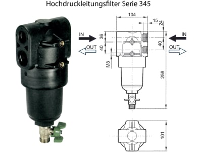 Agrotop Hochdruckleitungsfilter Typ "345", Betriebsdruck max. 50 bar, G 3/4" AG (BSP) / G 1/2" AG (BSP) Agrotop Hochdruckleitungsfilter Typ "345", Betriebsdruck max. 50 bar, G 3/4" AG (BSP) / G 1/2" AG (BSP)