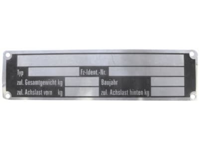 TRAILER POOL Typenschild neutral, 001 010 990 TRAILER POOL Typenschild neutral, 001 010 990