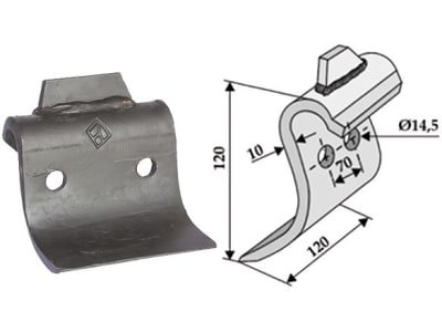 Industriehof® Schlegelmesser 120 x 120 x 10 mm, Bohrung 14,5 mm, für Dücker, 63-DÜC-01-1