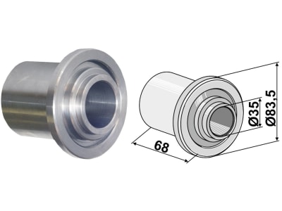 Industriehof® Distanzstück Länge 68 mm, Ø außen 83,5 mm für Hankmo Lagerung komplett (Best. Nr. 10477881), 31-0016F