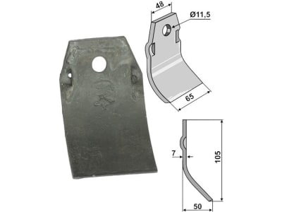 Industriehof® Schlegelmesser 105 x 48/65 x 7 mm, Bohrung 11,5 mm, für Spragelse-Micra, 63-SPR-01