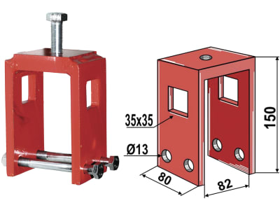 Industriehof® Zinkenhalter 150 x 80 x 82 mm für Spurlockererzinken 32 x 10/32 x 12 mm, Rahmen 80 x 80 mm, universal, 10.8081