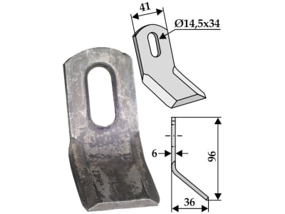 Industriehof® Y-Messer 96 x 41 x 6 mm, Bohrung 34 x 14,5 mm, für Mulcher universal, Carroy et Giraudon, 63-UNI-02 Industriehof® Y-Messer 96 x 41 x 6 mm, Bohrung 34 x 14,5 mm, für Mulcher universal, Carroy et Giraudon, 63-UNI-02