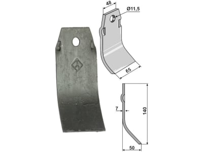 Industriehof® Schlegelmesser 140 x 48/65 x 7 mm, Bohrung 11,5 mm, für Spragelse-Micra, 63-SPR-02